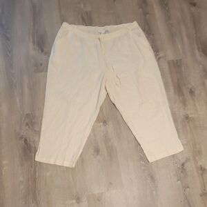 Coral bay cream draw string linen capri pants boho beachy spring summer